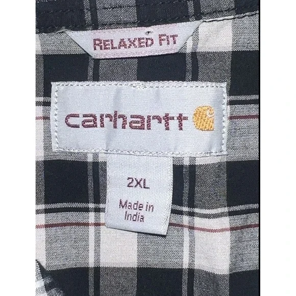 Carhartt Relaxed Fit Short Sleeve Button Down Plaid Shirt Men's Size 2XL - Picture 15 of 16